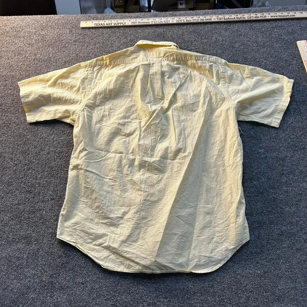Ralph Lauren Shirt Mens Size L Yellow Seersucker Blake Cotton Short Sleeve